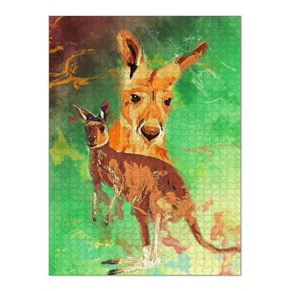 Puzzle Ravensburger "Känguru mit buntem Hintergrnd" artboxONE - Tiere - Australien,Tier,Wild,Zoo,Natur,Bunt,Känguru - Bild australien