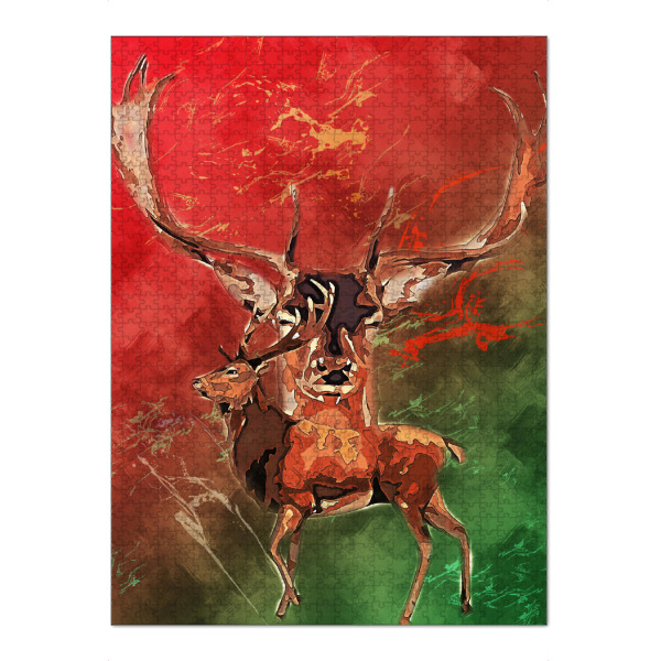 Puzzle Ravensburger "Hirsch mit buntem Hintergrund" artboxONE - Tiere - Tier,Wild,Wald,Reh,Zoo,Natur,Bunt,Hirsch - Bild tier