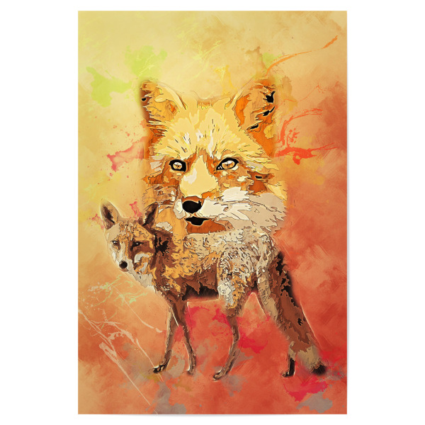 Poster 30x20 cm "Fuchs mit buntem Hintergrund" artboxONE - Tiere - Tier,Wild,Zoo,Natur,Bunt,Wald,Fuchs