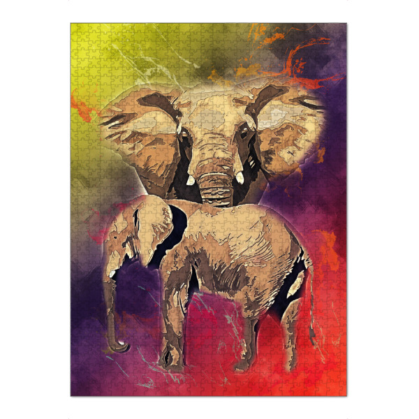 Puzzle Ravensburger "Elefant mit buntem Hintergrund" artboxONE - Tiere - Tier,Wild,Afrika,Asien,Elfenbein,Zoo,Natur,Bunt,Elefant - Bild tier