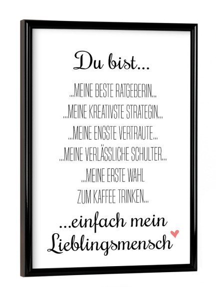 Poster mit schwarzem Rahmen "Beste Freundin Lieblingsmensch" artboxONE - Typografie,Liebe
