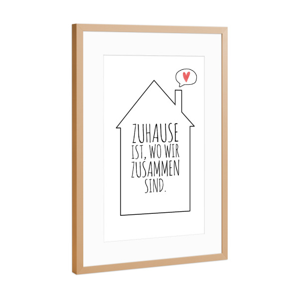 Poster mit Rahmen Kupfer "Wo wir zusammen sind" artboxONE - Typografie,Liebe