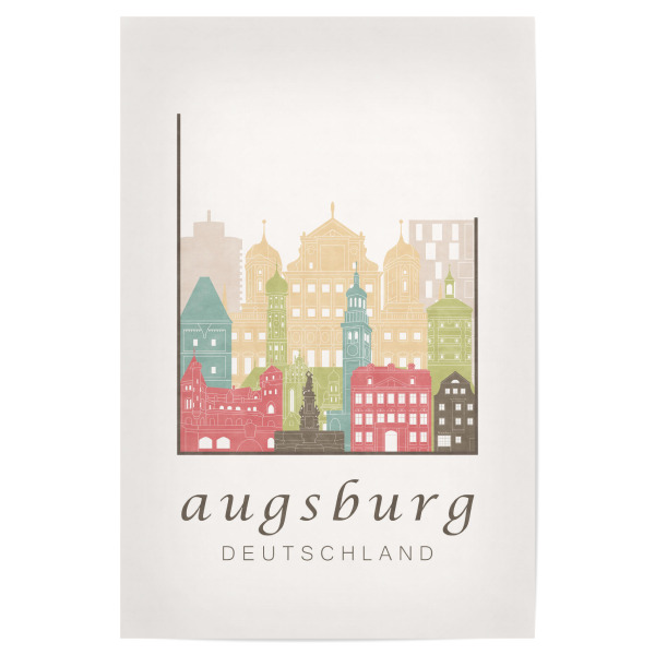 Poster "Augsburg skyline, pastel" artboxONE - Städte,Architektur - Augsburg,Germany,Deutschland,Skyline,Cityscape,Travel,City,Architecture