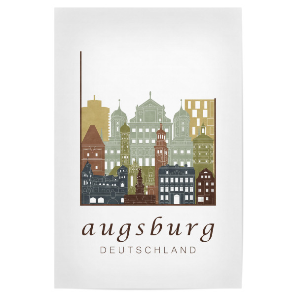 Poster "Augsburg skyline light brown" artboxONE - Städte,Architektur - Augsburg,Germany,Deutschland,Skyline,Cityscape,Travel,City,Architecture