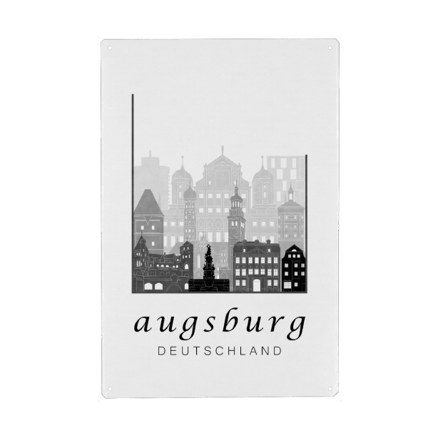 Holzbild "Augsburg skyline black & white" artboxONE - Städte,Schwarzweiß,Architektur