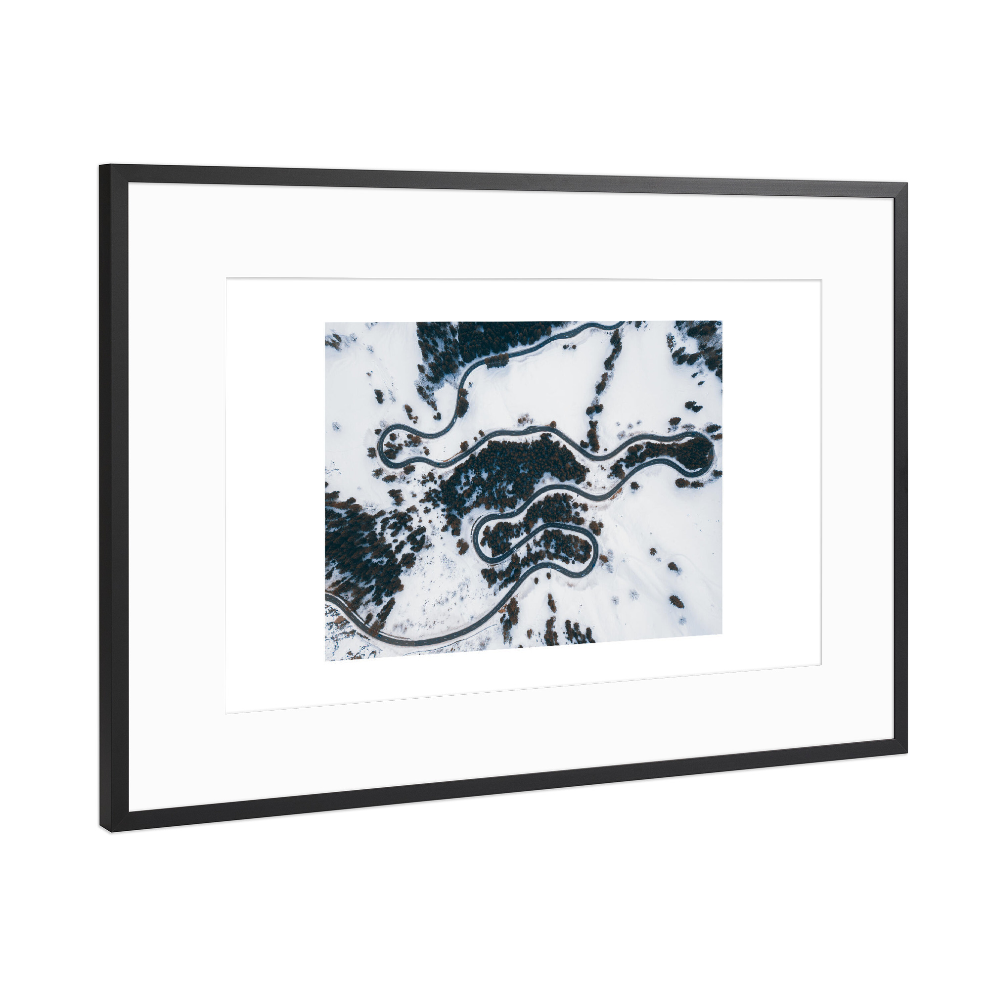 Poster mit Rahmen Schwarz (Metallic) "Snake Road" artboxONE - Natur,Reise,Abstrakt