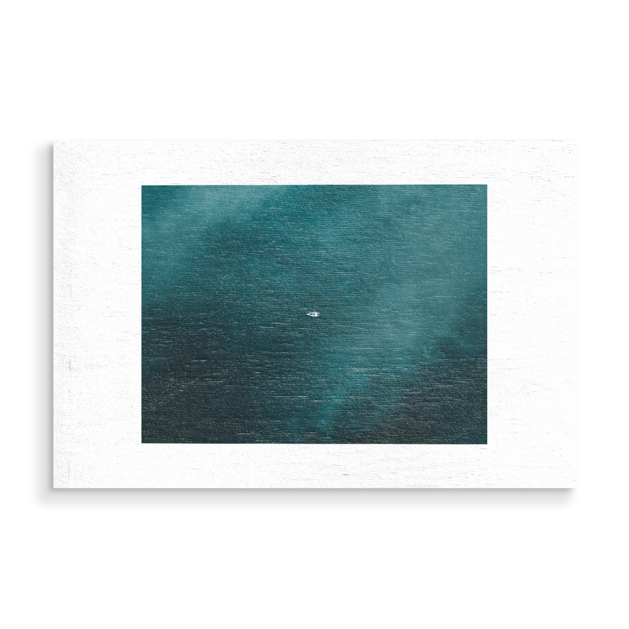 Holzbild "Open water" artboxONE - Natur,Reise - Drone,Drone photography,Dji,Mavic,Pro,Aerial,Luftaufnahme,Lake,See,Bavaria,Bayern,Boot,Boat,Water,Blue