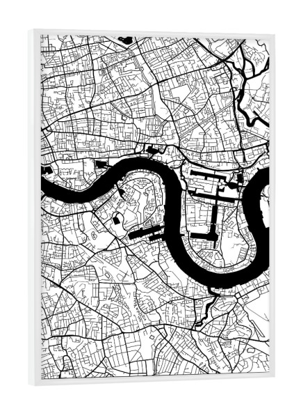 Poster mit weißem Rahmen "London map minimal" artboxONE - Städte,Städte / London,Schwarzweiß,Kartografie