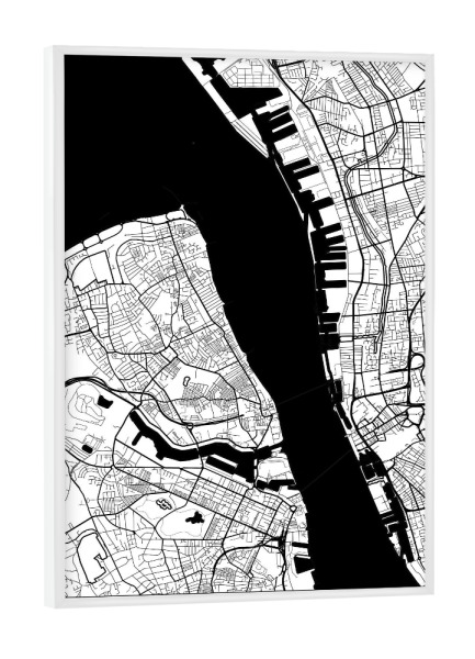 Poster mit weißem Rahmen "Liverpool map minimal" artboxONE - Städte,Schwarzweiß,Kartografie