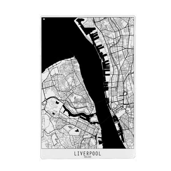 Holzbild "Liverpool map minimal" artboxONE - Städte,Schwarzweiß,Kartografie