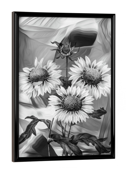Poster mit schwarzem Rahmen "Sunflower Tas" artboxONE - Natur,Floral,Abstrakt,Schwarzweiß