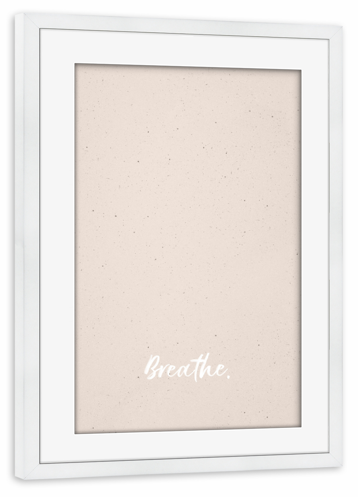 Poster mit Rahmen weiß "Words of Wisdom - Breathe" artboxONE - Typografie - Quote,Nude,Handschriftlich,Lettering,Mindset,Breath,Typo,Minimal