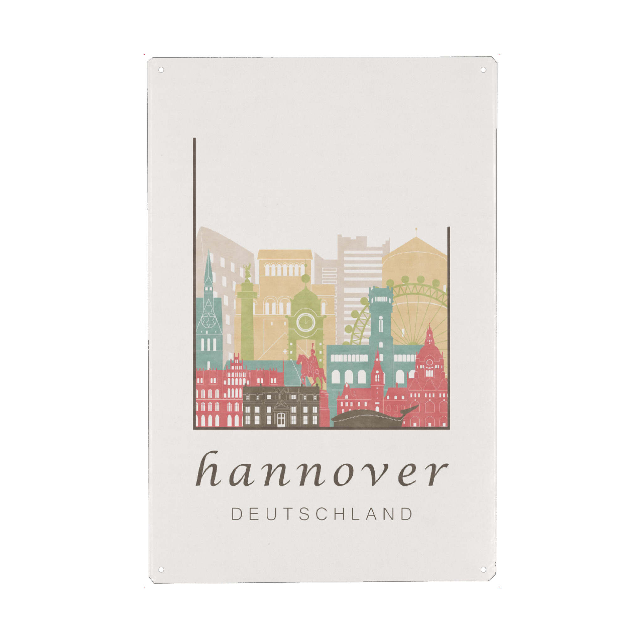 Metall Poster "Hannover skyline, pastel" artboxONE - Städte,Architektur