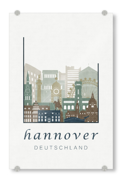 Acrylglasbild "Hannover skyline light blue" artboxONE - Städte,Architektur