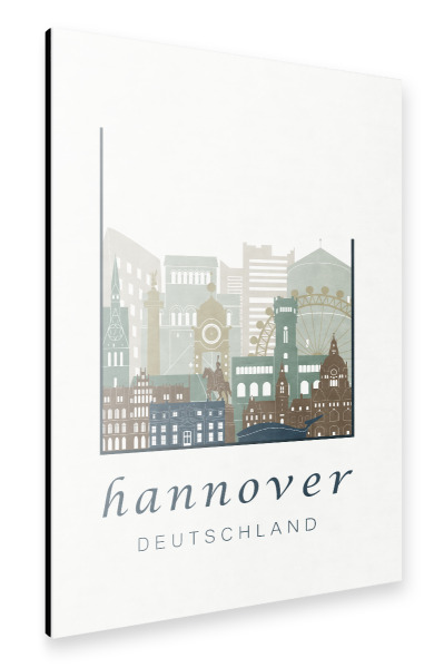 Alu-Dibond "Hannover skyline light blue" 30x20 cm artboxONE