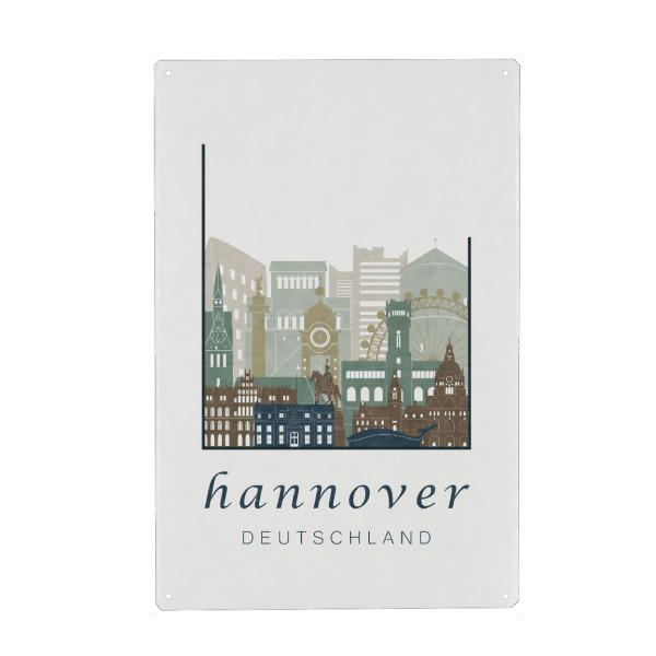 Holzbild "Hannover skyline light blue" artboxONE - Städte,Architektur
