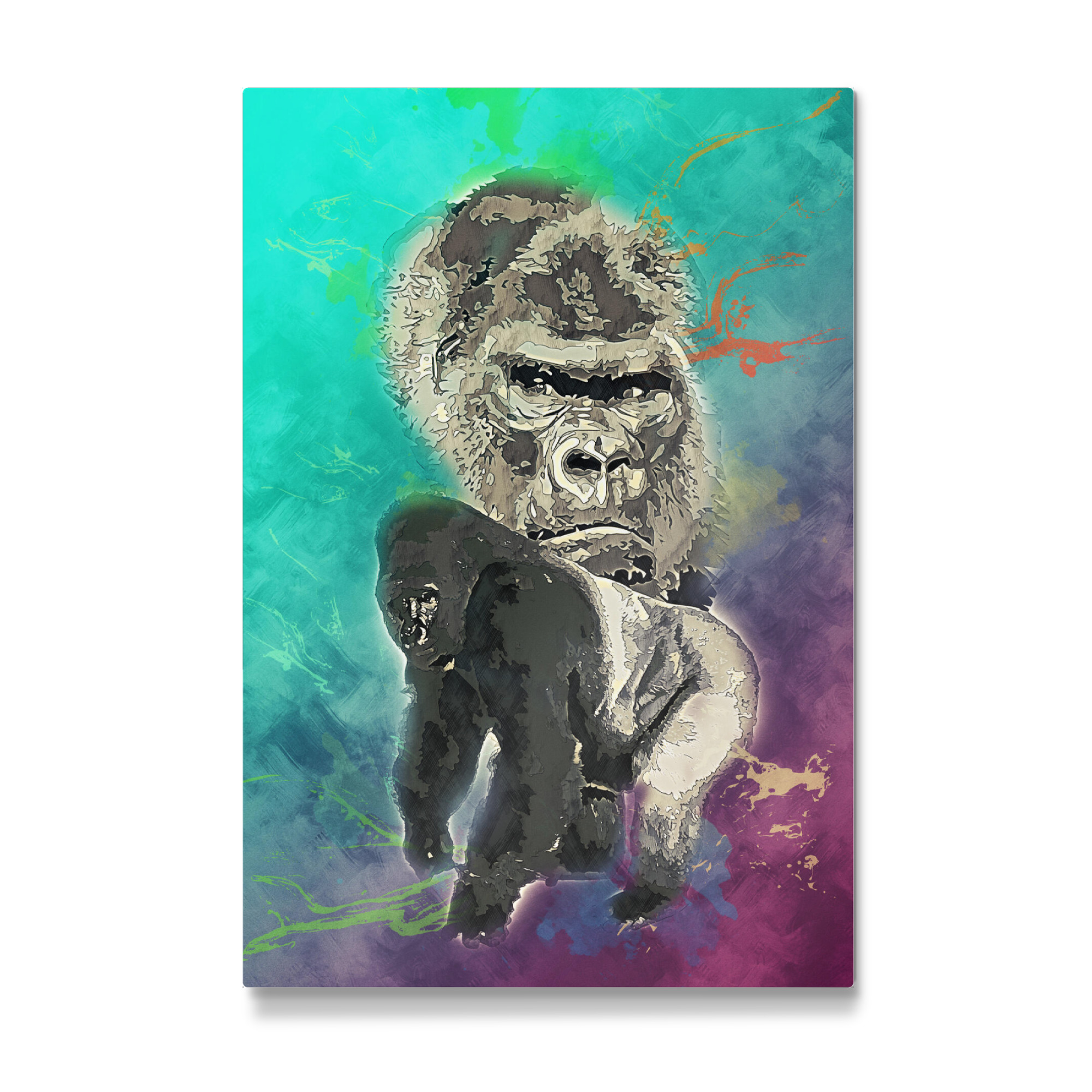Galerie-Print "Gorilla mit buntem Hintergrund" 75x50 cm artboxONE