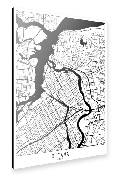 Alu-Dibond "Ottawa map minimal" 30x20 cm artboxONE