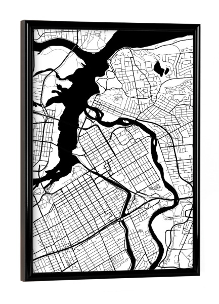 Poster mit schwarzem Rahmen "Ottawa map minimal" artboxONE - Städte,Schwarzweiß,Kartografie