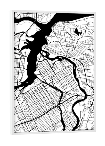 Poster mit weißem Rahmen "Ottawa map minimal" artboxONE - Städte,Schwarzweiß,Kartografie