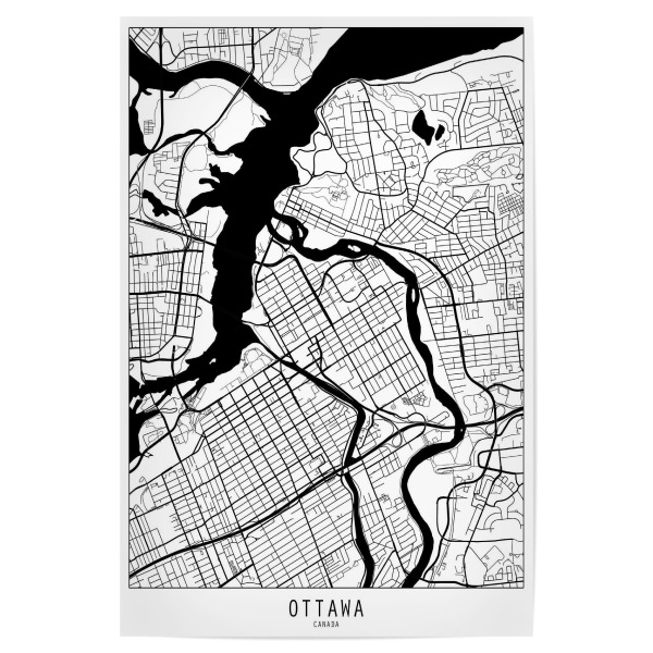 Poster "Ottawa map minimal" artboxONE - Städte,Schwarzweiß,Kartografie