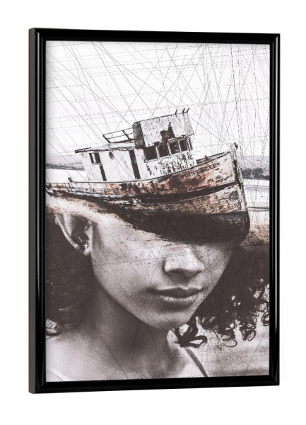 Poster mit schwarzem Rahmen "The boat Tas" artboxONE - Abstrakt,Menschen