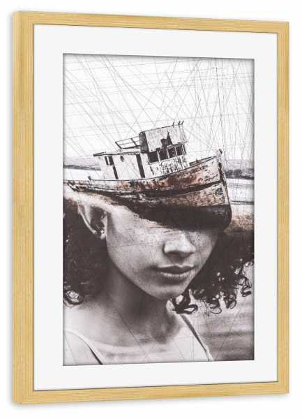 Poster mit Rahmen kiefer "The boat Tas" artboxONE - Abstrakt,Menschen