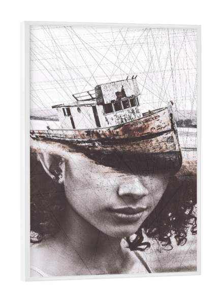 Poster mit weißem Rahmen "The boat Tas" artboxONE - Abstrakt,Menschen