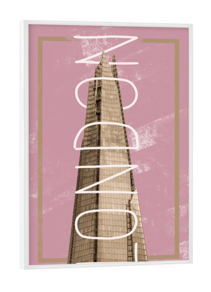 Poster mit weißem Rahmen "London Pink" artboxONE - Städte,Städte / London,Typografie,Reise,Architektur