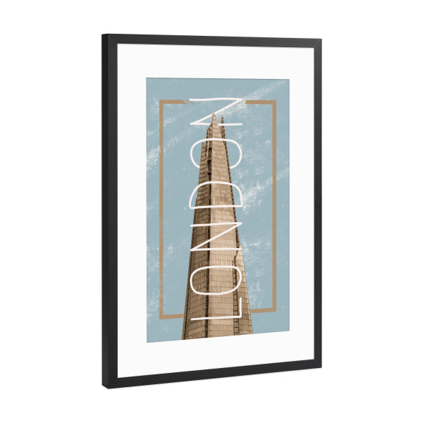 Poster mit Rahmen Schwarz (Metallic) "London Green" artboxONE - Städte,Städte / London,Typografie,Reise