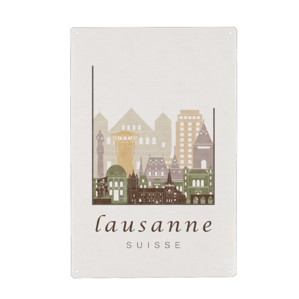 Holzbild "Lausanne skyline, rustic" artboxONE - Städte,Architektur - Lausanne,Switzerland,Suisse,Schweiz,Skyline,Cityscape,Travel,City,Architecture