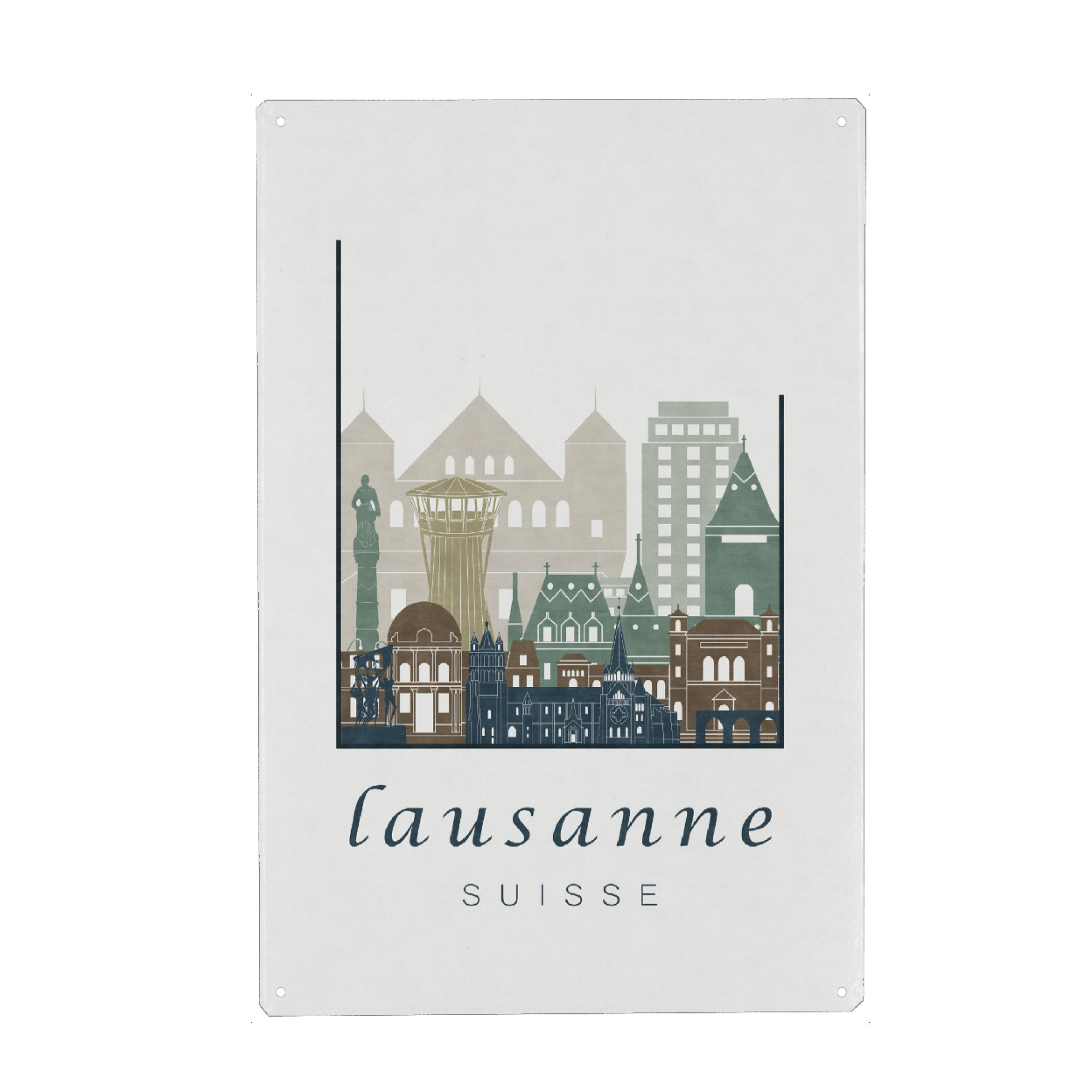 Metall Poster "Lausanne skyline light blue" artboxONE - Städte,Architektur