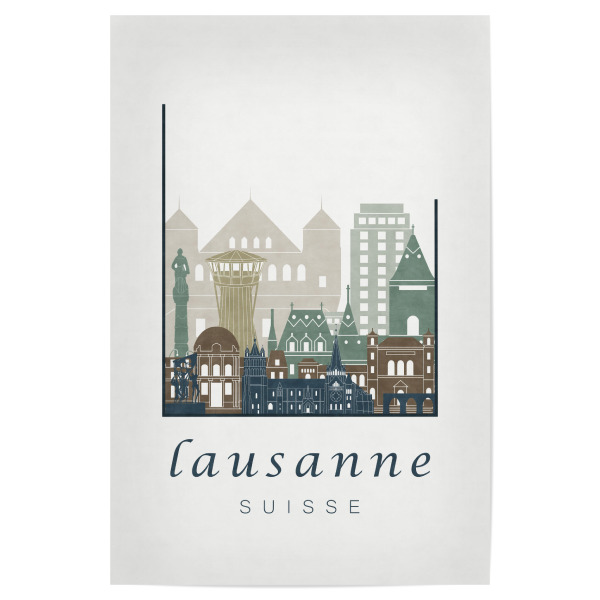 Poster 30x20 cm "Lausanne skyline light blue" artboxONE - Städte,Architektur