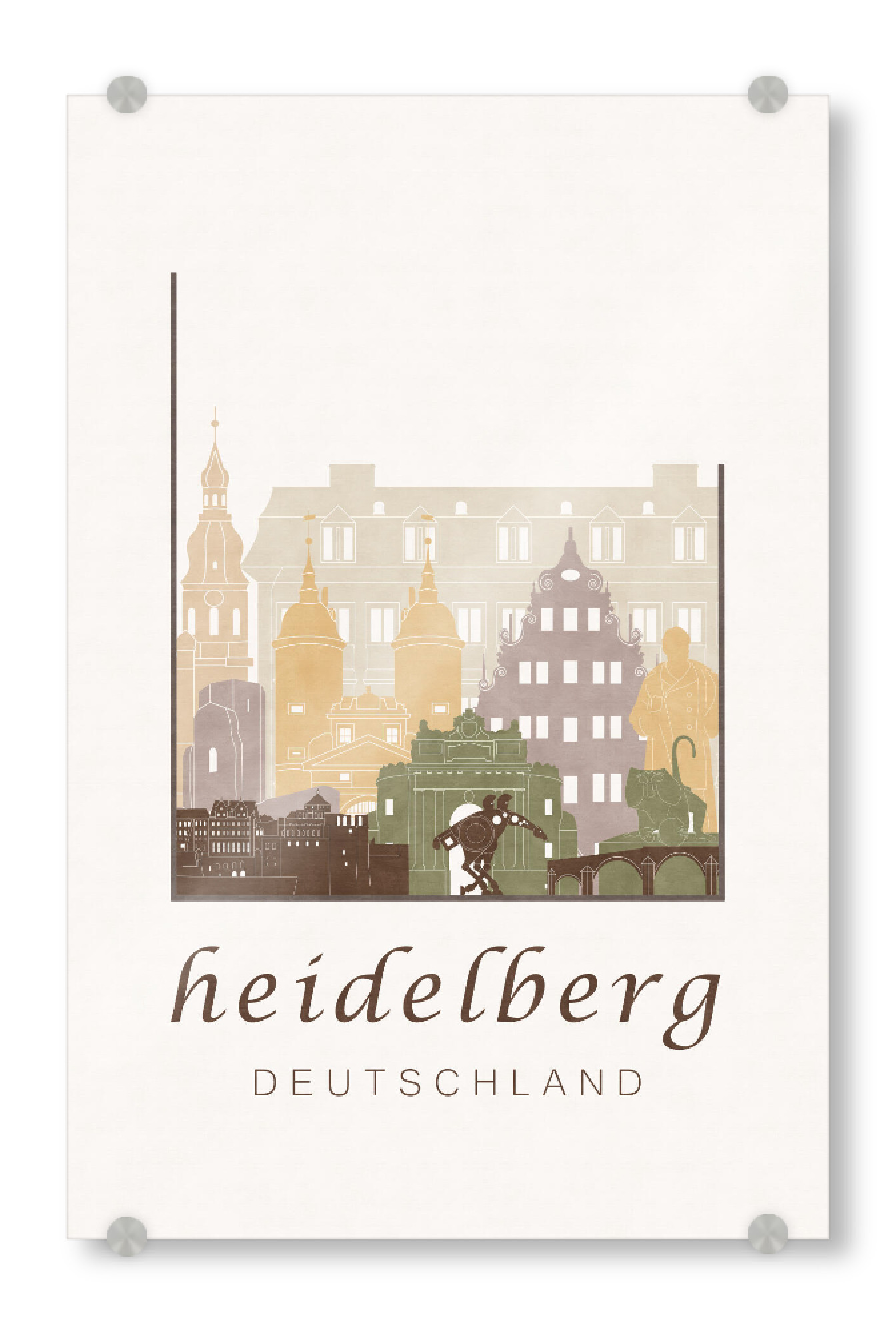 Acrylglasbild "Heidelberg skyline, rustic" artboxONE - Städte,Architektur - Heidelberg,Germany,Deutschland,Skyline,Cityscape,Travel,City,Architecture