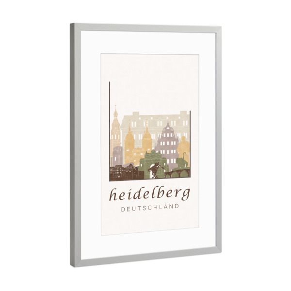 Poster mit Rahmen Silber "Heidelberg skyline, rustic" artboxONE - Städte,Architektur