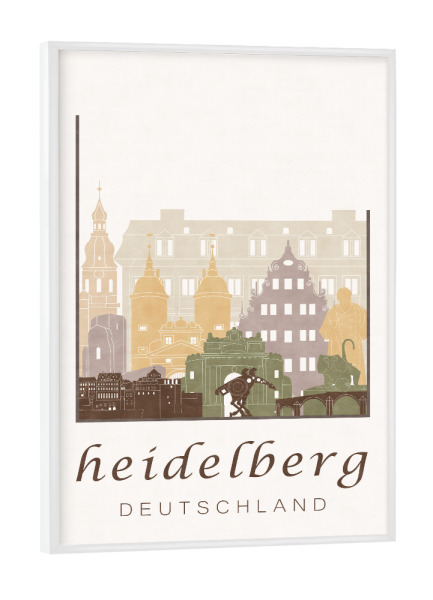 Poster mit weißem Rahmen "Heidelberg skyline, rustic" artboxONE - Städte,Architektur