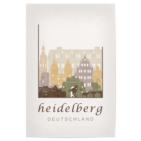 Poster "Heidelberg skyline, rustic" artboxONE - Städte,Architektur - Heidelberg,Germany,Deutschland,Skyline,Cityscape,Travel,City,Architecture