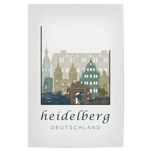Poster "Heidelberg skyline light blue" artboxONE - Städte,Architektur - Heidelberg,Germany,Deutschland,Skyline,Cityscape,Travel,City,Architecture