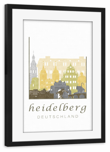 Poster mit Rahmen schwarz "Heidelberg skyline desert" artboxONE - Städte,Architektur