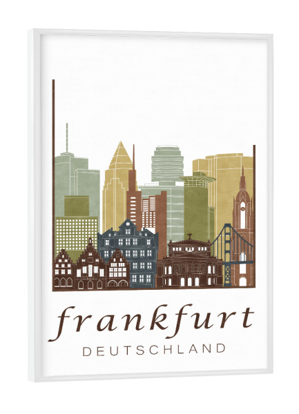 Poster mit weißem Rahmen "Frankfurt skyline light brown" artboxONE - Städte,Architektur,Städte / Frankfurt