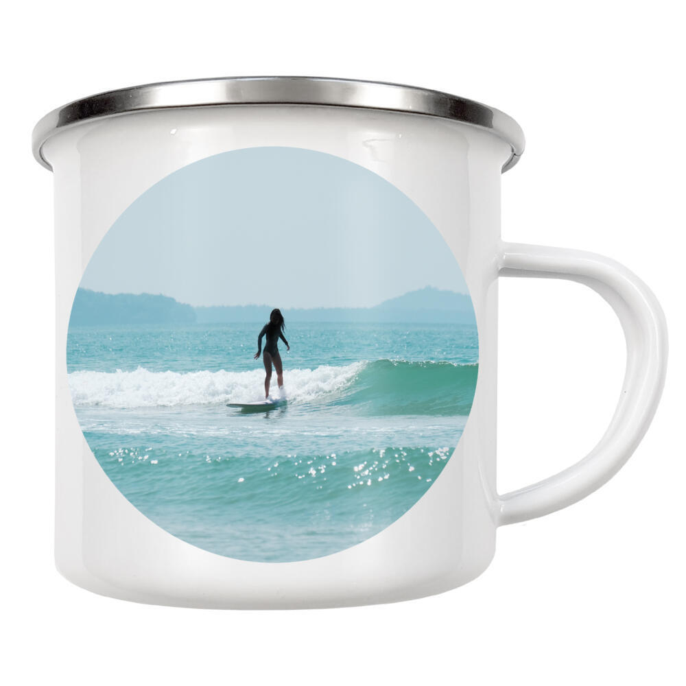 Emaille Tasse "Surfen unter blauem Himmel" artboxONE - Natur,Reise,Reise / Strand und Meer,Sport - Surfen,Surfen,Meer,Urlaub,Ocean