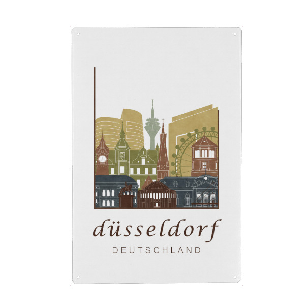 Metall Poster "Düsseldorf skyline light brown" artboxONE - Architektur,Städte / Düsseldorf