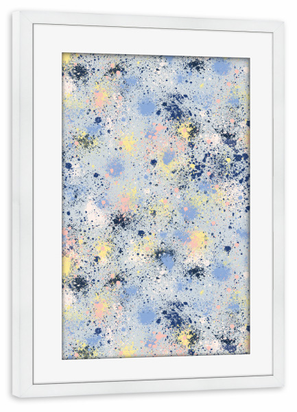 Poster mit Rahmen weiß "Ink Dust Splatter Blue" artboxONE - Abstrakt,Marmor