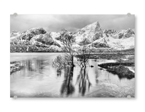 Acrylglasbild "Lofoten - Winterstimmung" artboxONE - Natur,Schwarzweiß,Reise / Strand und Meer,Reise / Länder
