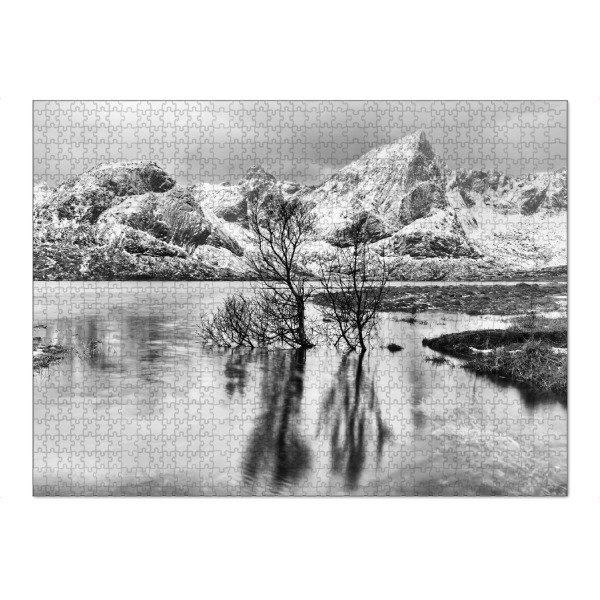 Puzzle Ravensburger "Lofoten - Winterstimmung" artboxONE - Natur,Schwarzweiß,Reise / Strand und Meer,Reise / Länder