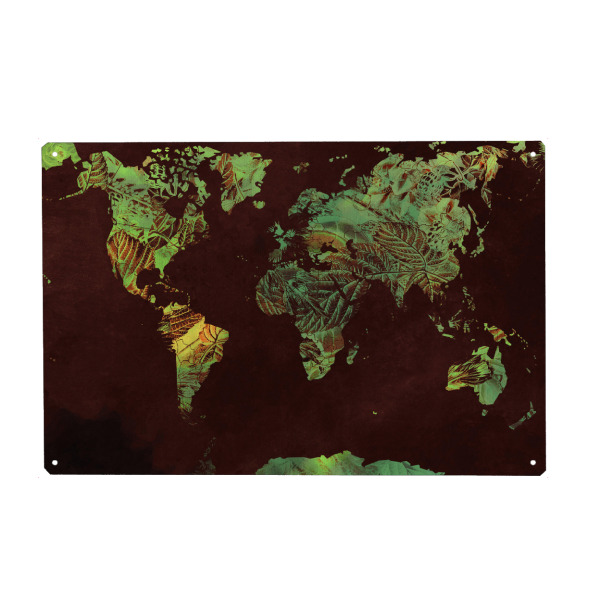 Holzbild "World map green yellow" artboxONE - Reise,Reise / Länder,Kartografie