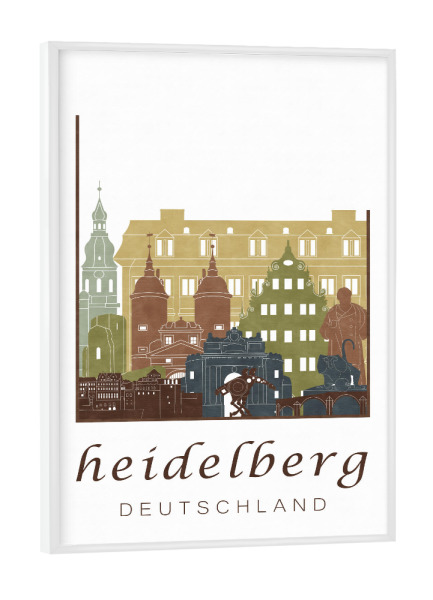 Poster mit weißem Rahmen "Heidelberg skyline light brown" artboxONE - Städte,Architektur