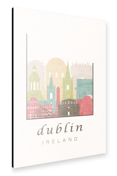 Alu-Dibond "Dublin skyline pastel" 30x20 cm artboxONE