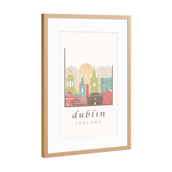 Poster mit Rahmen Kupfer "Dublin skyline pastel" artboxONE - Städte,Architektur - Dublin,Ireland,Irland,Skyline,Cityscape,Travel,City,Architecture