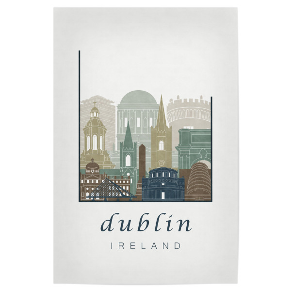 Poster "Dublin skyline light blue" artboxONE - Städte,Architektur - Dublin,Ireland,Irland,Skyline,Architecture,Cityscape,Travel,City
